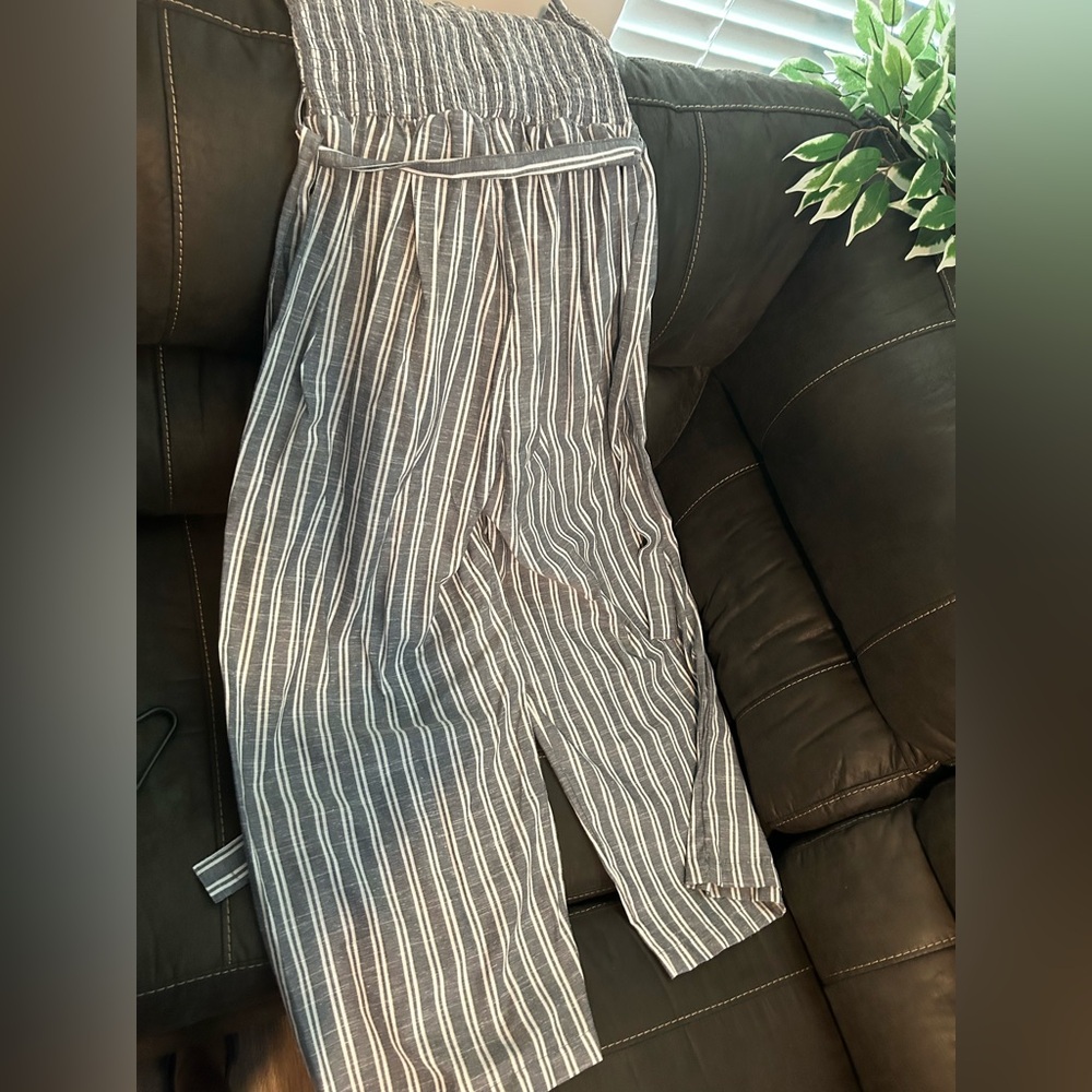 Women's Striped Gray Chinos